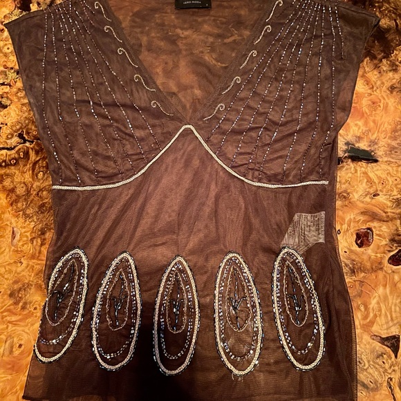 SEXY! Small 2 piece Brown sequins and sheet outfit - Picture 2 of 7